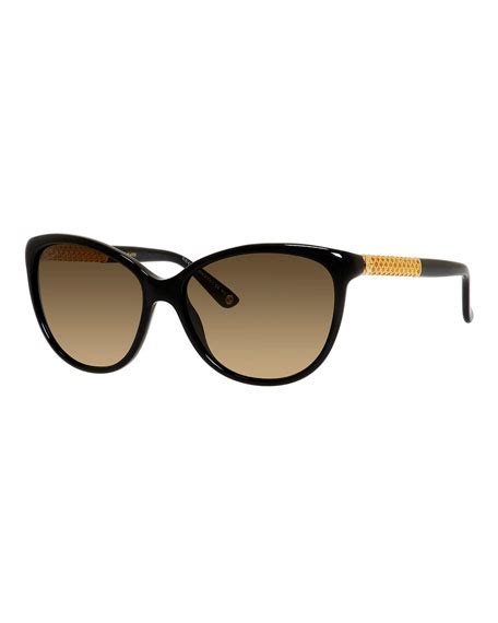 gucci sunsights metal trim diamantissima cat eye sunglasses tortoiseshell|Cat.